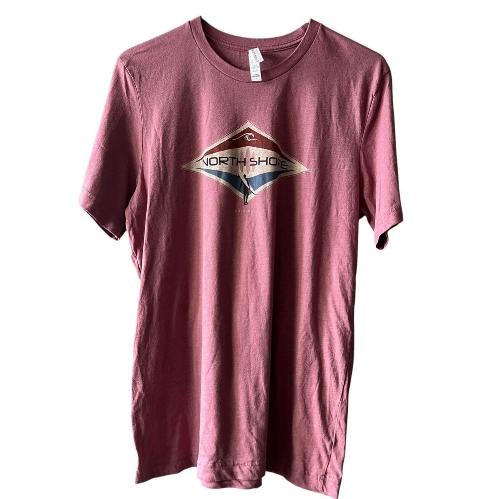 North Shore‎ Hawaii Paia Shirt Mens Large Burgundy Surfer Graphic Short Sleeve